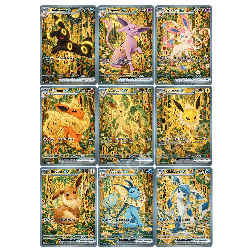 Japanese Fan - 9Pcs/Set Eeveelution Golden Style Collection Eevee