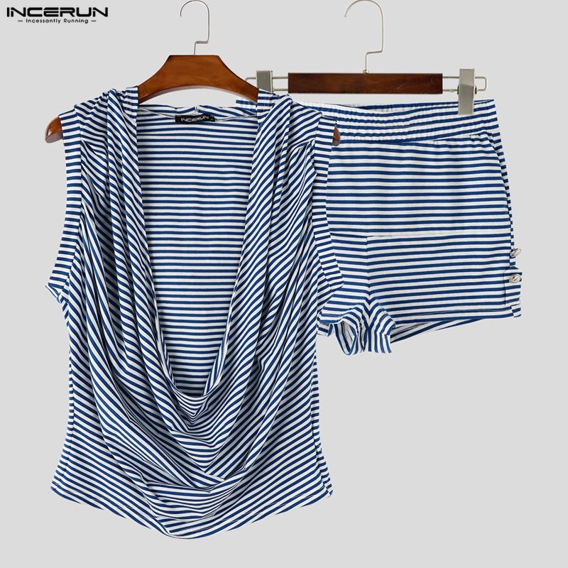 INCERUN Men Striped Sets Summe - Matcha review and price