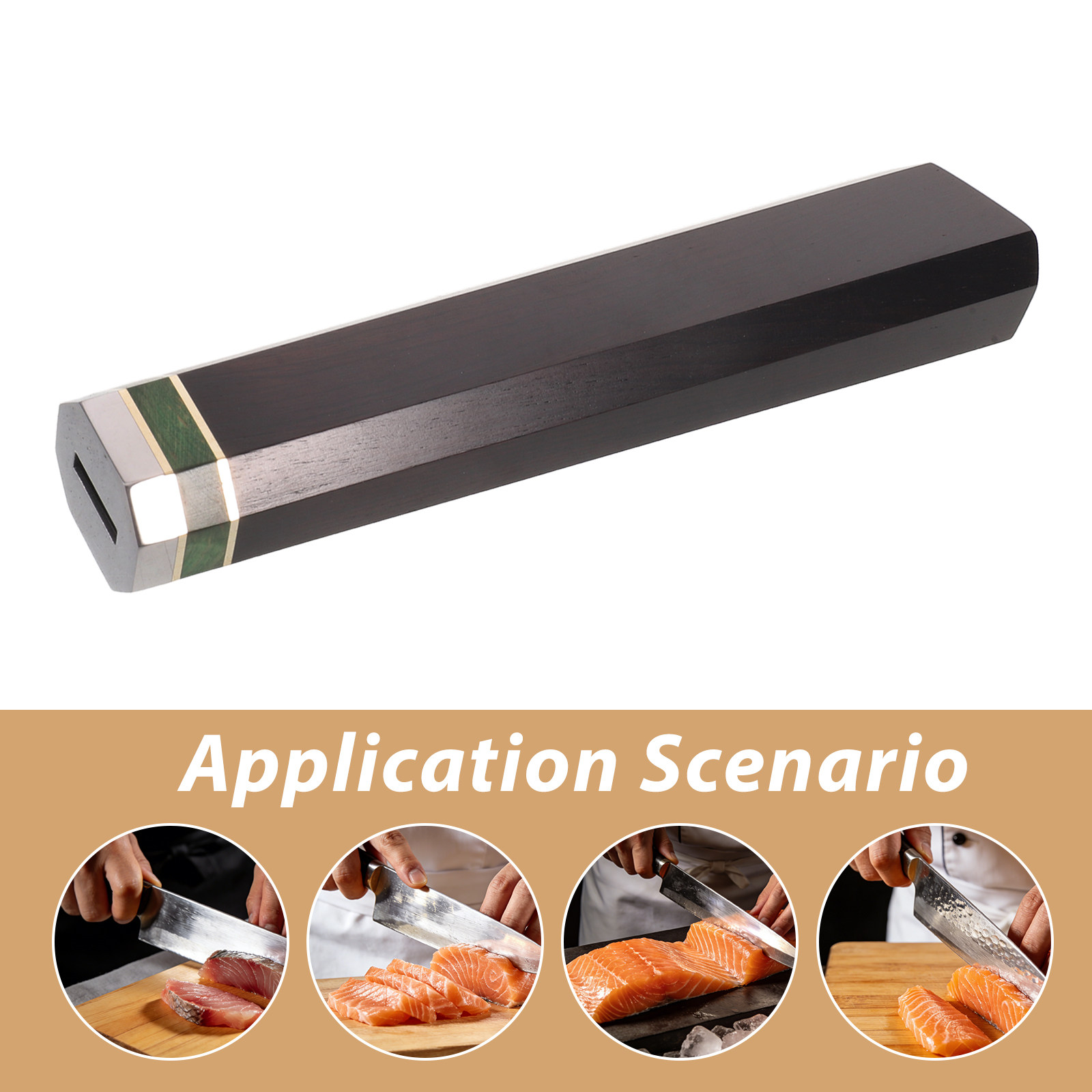 Octagonal Ebony Wood Kitchen K - Japanese Knife review and price