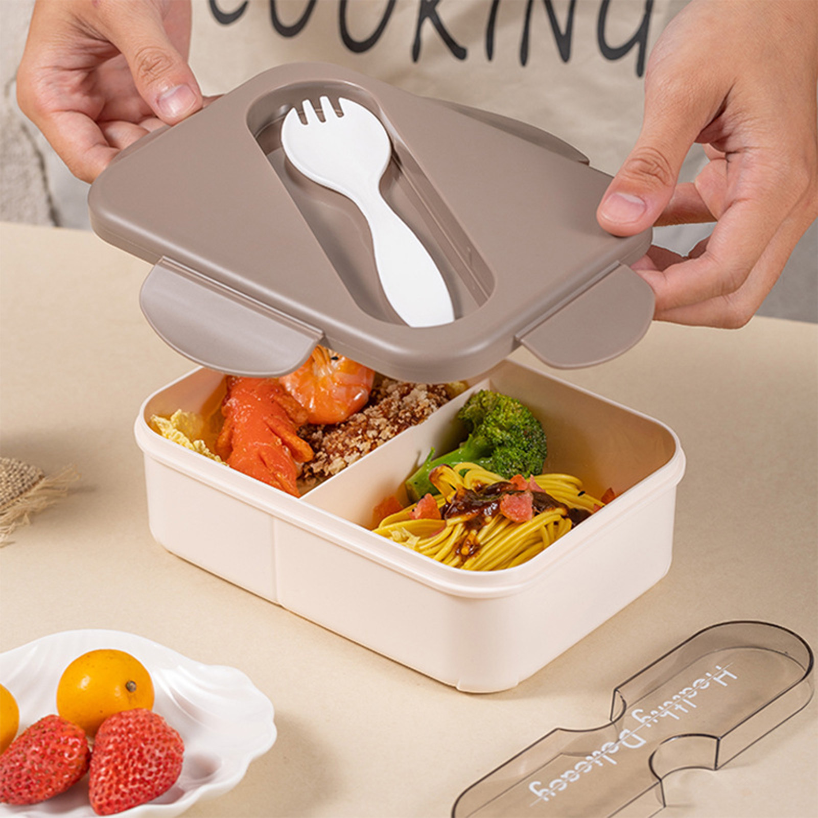 Student Lunch Box With Fork Pl - Bento Box review and price